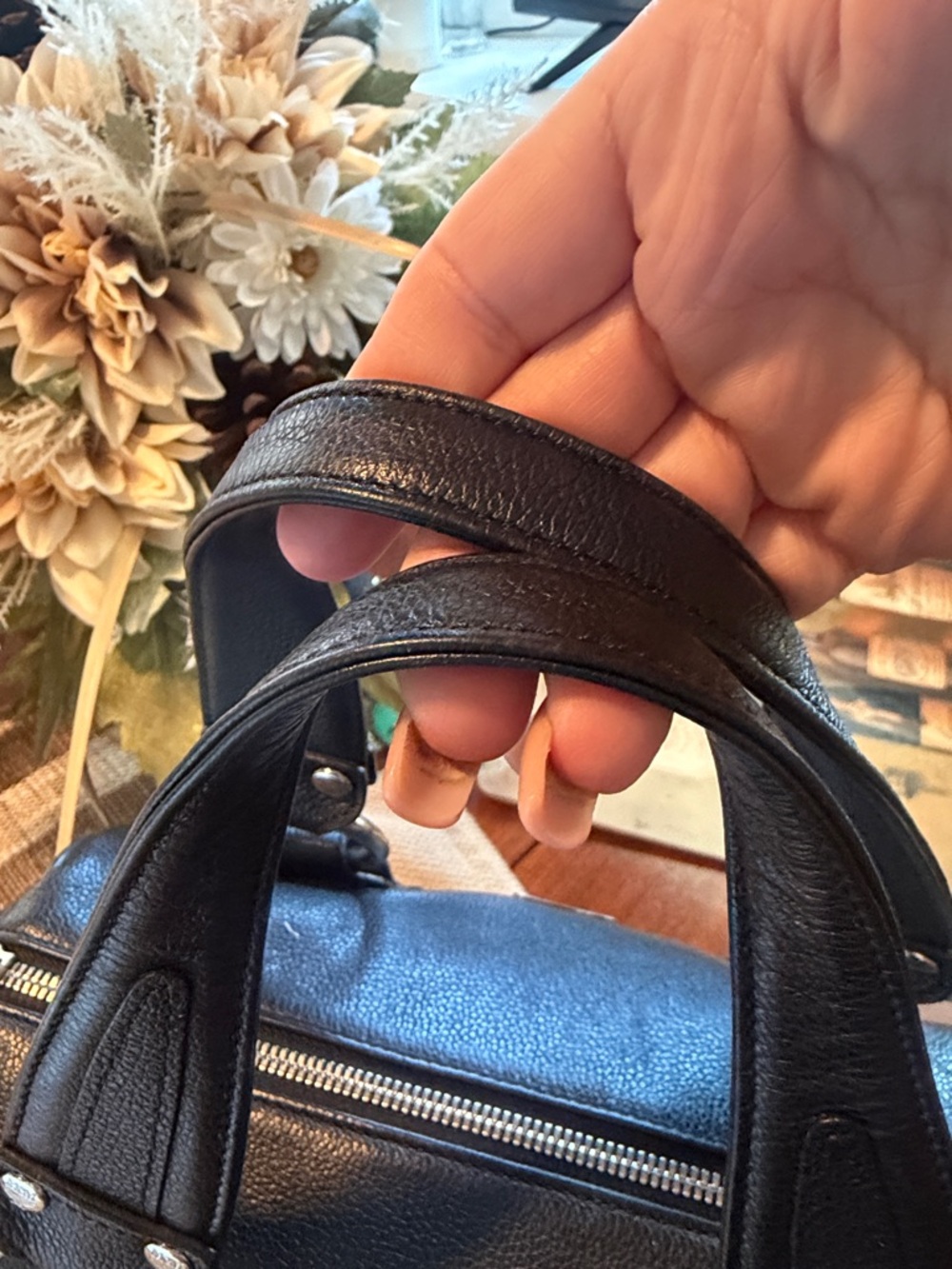 MCM Black Leather Boston  Satchel with Silver Hardware - Picture 8 of 16